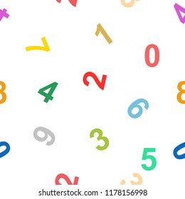 colorful numbers seamless pattern white background