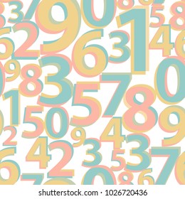 Colorful numbers vector seamless background