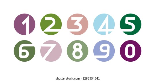 Colorful numbers zero to nine, vector design set of numbers