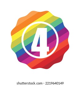 Colorful Numeric Badge Icon in Trendy Flat Style Isolated Vector Illustration. Number 4