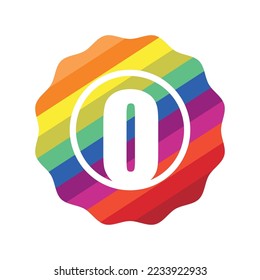 Icono de la placa numérica colorida en la Ilustración de vectores aislados de estilo plano a la moda. Número 0