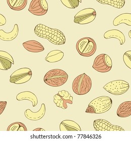 colorful nuts seamless pattern