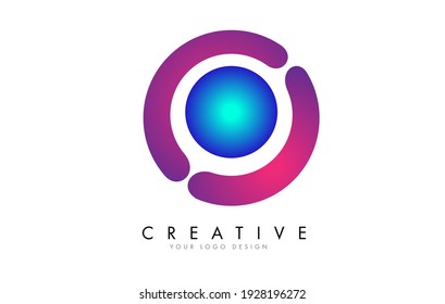 Colorful O Letter Logo Design with Creative Cuts and Gradient Blue and Pink Rounded Background. Creative O Icon.