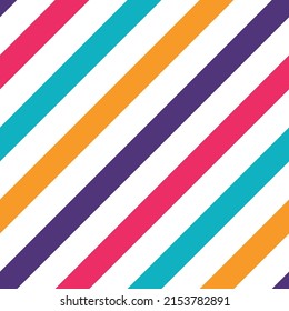 Colorful oblique lines seamless pattern with white background.