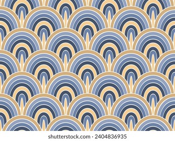 Colorful ocean fish squama vector seamless ornament. Cheerful fishscale texture. Mosaic sea fish scale motif. Simple animal squama background. Chinese stylized motif.