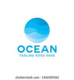 Colorful Ocean Logo Vector, Sea Waves Symbol, Sun Waves Logotype, Sun and Sea icon.