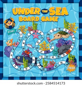 Colorful ocean-themed board game with marine animals