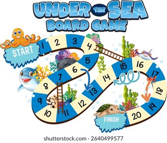 Colorful ocean-themed board game with marine animals