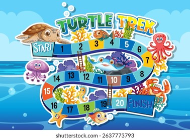 Colorful ocean-themed board game with sea creatures