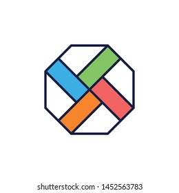 Colorful octagon flat logo vector