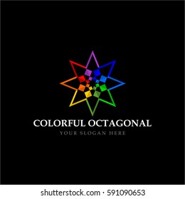 Colorful Octagonal Logo in Black Background