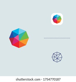 Farbiges Oktagonal. Farbe des Regenbogenlogos. Illustration des Farbmusters