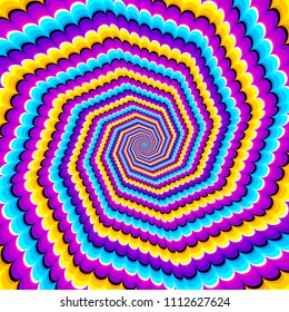 Colorful octagonal spirals. Motion illusion.