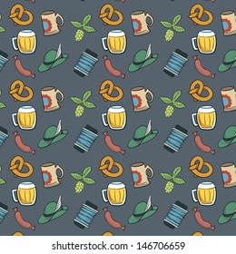 Colorful Octoberfest Seamless Background. Vector Pattern.