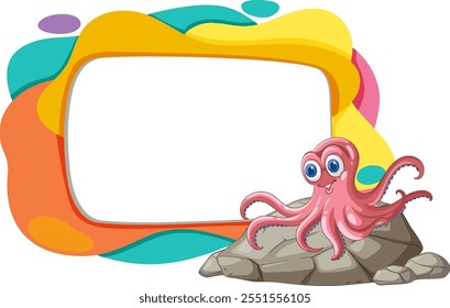 Colorful octopus illustration with vibrant ocean backdrop