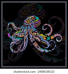 Colorful Octopus kraken mandala arts.