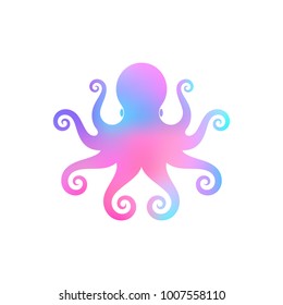 Colorful octopus logo. Sea creature vector. Isolated octopus on white background