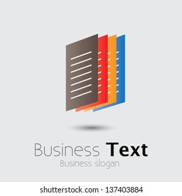 Colorful Office documents or paper files- vector graphic. The illustration shows group printed papers arranged orderly with space for business text and business slogan