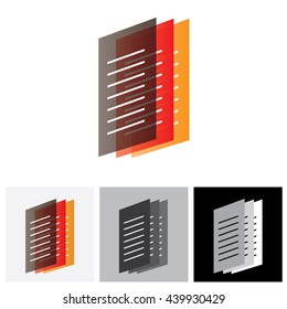 Colorful Office documents or paper files - vector graphic. The illustration shows group printed papers arranged orderly with space for business text and business slogan