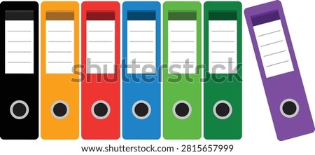 Colorful office ring binders arranged vector illustration