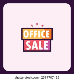 Colorful office sale announcement icon with promotion special offer banner