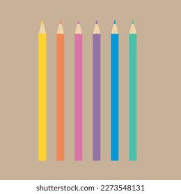 Colorful Office Supplies. Multicolor Rainbow School Pencils. Part of a Set
