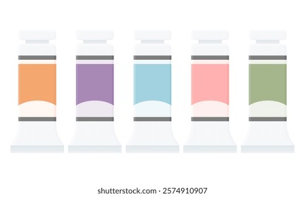 Colorful Oil Colors Collection. Tube Oil Colors Vector. Oil Color Icon.