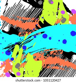 colorful oil paint on canvas. abstract vector colorful pattern with brush strokes in memphis style. creative background for print, textile, wear, magazines, template, card, poster, flyers design