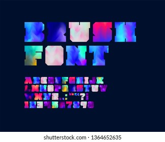 Colorful oil painting brush font set