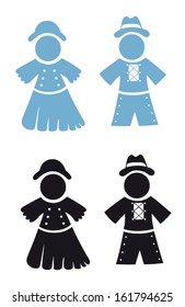 Colorful oktoberfest icons, man and woman