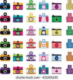 Colorful Old Cameras Collection.