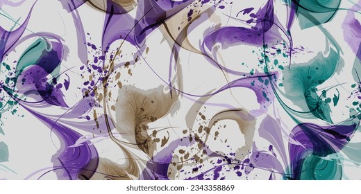 Colorful old fashion. Colorful transparent pattern. Repeatable background. Abstract flow contemporary art design. Trendy fabric prints. Abstract seamless pattern. Vector illustration