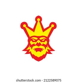 colorful old man beard with crown logo design, vector graphic symbol icon illustration creative idea