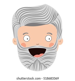 colorful old man head with beard and smiling face