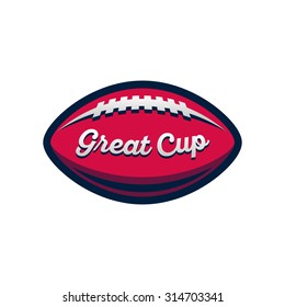 Colorful old school college American football logo with Great Cup text. Vector illustration.