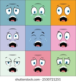 Colorful Older People Cartoon Face
