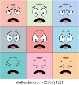 Colorful Older People Cartoon Face