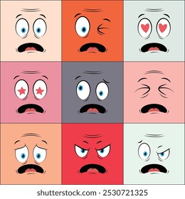 Colorful Older People Cartoon Face
