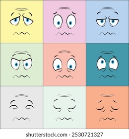 Colorful Older People Cartoon Face