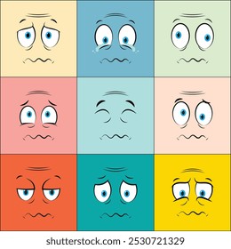 Colorful Older People Cartoon Face