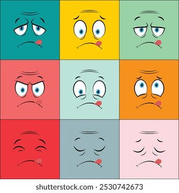 Colorful Older People Cartoon Face