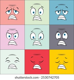Colorful Older People Cartoon Face