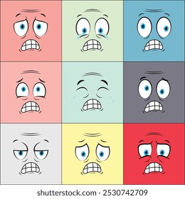 Colorful Older People Cartoon Face
