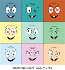 Colorful Older People Cartoon Face