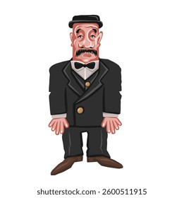 Colorful Old-fashioned man in hat, cartoon style vector