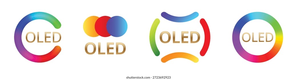 Variaciones coloridas del logotipo oled con Formas abstractas y Gradientes.