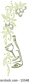 Colorful olive branch, kitchen design element.