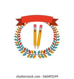 colorful olive crown with ribbon and two pencil