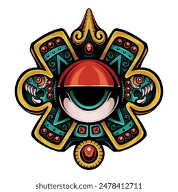 colorful Ollin, an Aztec symbol for movement illustration