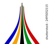 Colorful Olympic Games rainbow lines directed upwards isolated